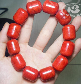 Vòng tay San Hô đỏ 9 đốt 18mm (ly) nhộng tròn Vòng tay San Hô đỏ 9 đốt 18mm (ly) nhộng tròn