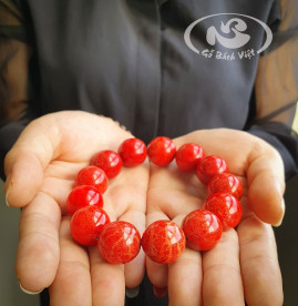 Vòng tay San Hô đỏ 9 đốt 18mm (ly) nhộng tròn Vòng tay San Hô đỏ 9 đốt 18mm (ly) nhộng tròn