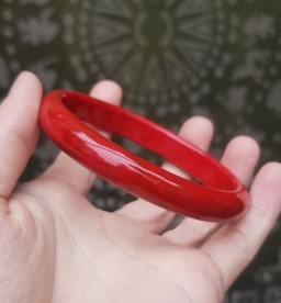 Vòng tay San Hô đỏ bản liền lá hẹ 10mm