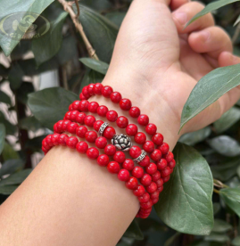 Vòng san hô đỏ bản đũa 10mm Vòng san hô đỏ bản đũa 10mm