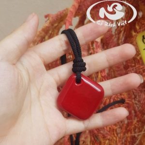 Mặt dây vuông San hô đỏ - ảnh sản phẩm