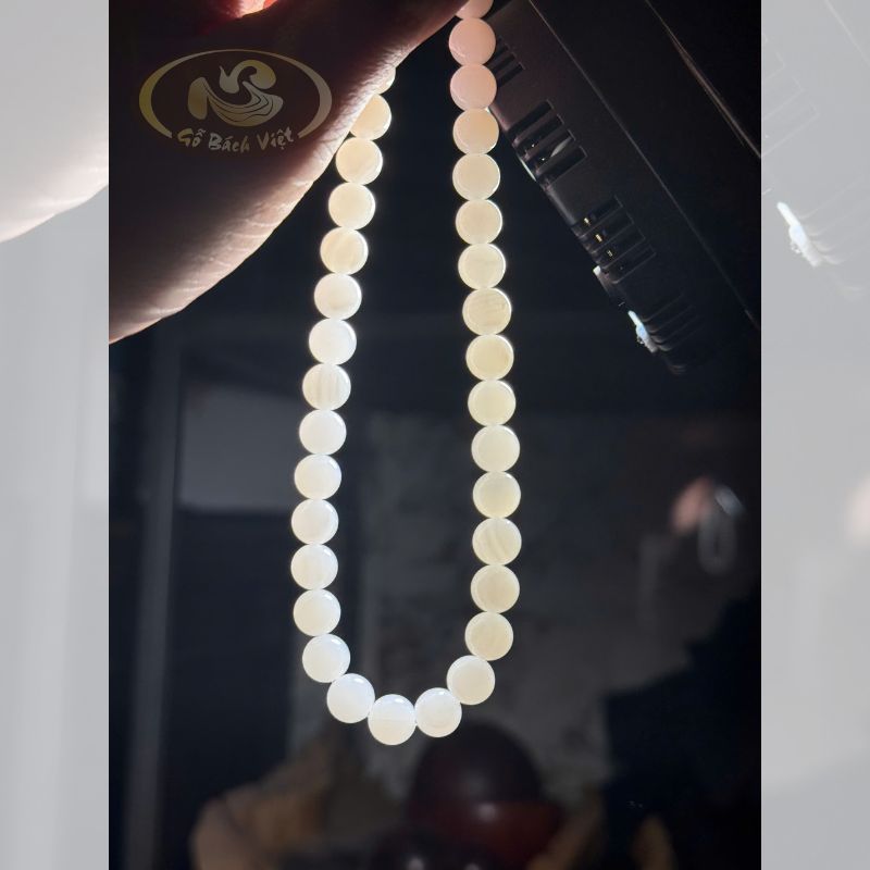 Vòng cổ sò hóa ngọc trắng 8mm 42cm