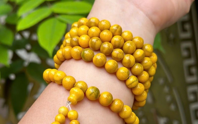 vòng tay san hô vàng 8mm - ảnh tỷ lệ